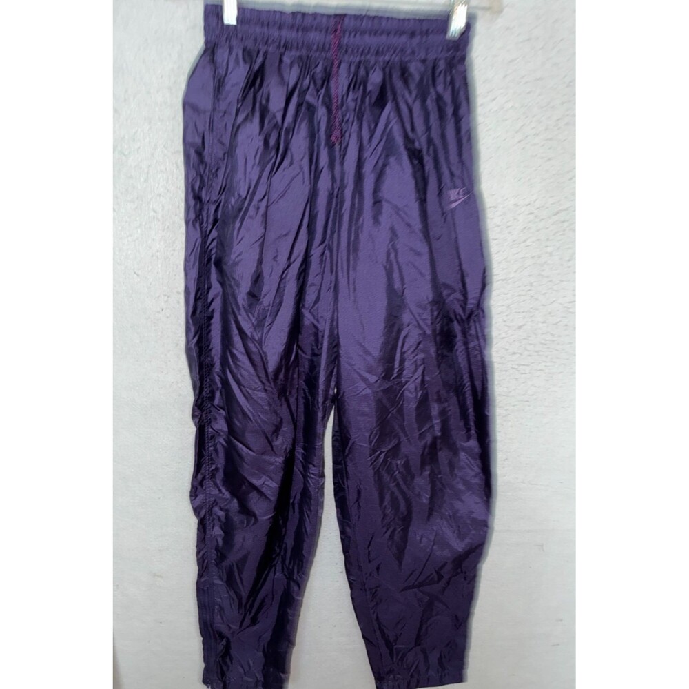 Vintage Nike Track Pants Ankle Zip Unlined Mens M Purple Nylon